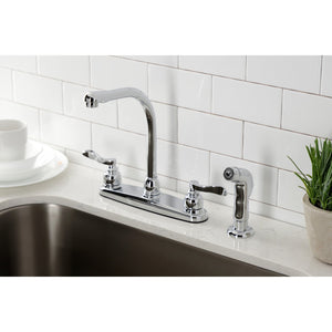 NuWave French FB751NFLSP Two-Handle 4-Hole Deck Mount 8" Centerset Kitchen Faucet with Side Sprayer, Polished Chrome