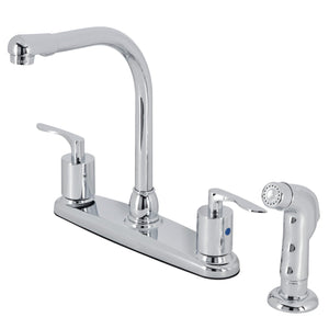 Serena FB751SVLSP Two-Handle 4-Hole Deck Mount 8" Centerset Kitchen Faucet with Side Sprayer, Polished Chrome