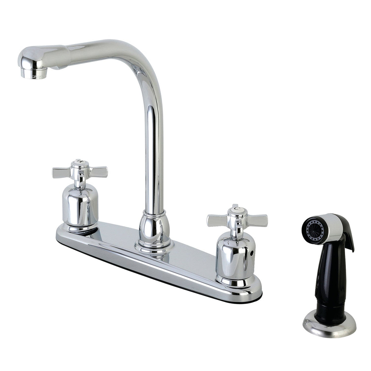 Millennium FB751ZX Two-Handle 4-Hole Deck Mount 8" Centerset Kitchen Faucet with Side Sprayer, Polished Chrome