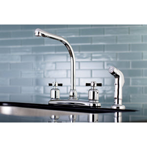 Millennium FB751ZXSP Two-Handle 4-Hole Deck Mount 8" Centerset Kitchen Faucet with Side Sprayer, Polished Chrome