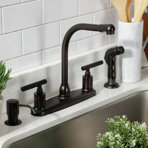 Kaiser FB755CKLSP Two-Handle 4-Hole Deck Mount 8" Centerset Kitchen Faucet with Side Sprayer, Oil Rubbed Bronze