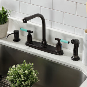 Kaiser FB755CKLSP Two-Handle 4-Hole Deck Mount 8" Centerset Kitchen Faucet with Side Sprayer, Oil Rubbed Bronze