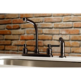 Kaiser FB755DKLSP Two-Handle 4-Hole Deck Mount 8" Centerset Kitchen Faucet with Side Sprayer, Oil Rubbed Bronze
