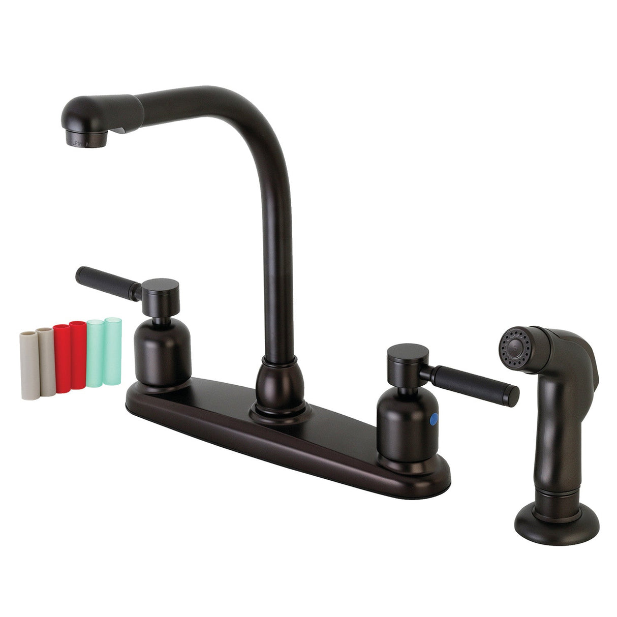 Kaiser FB755DKLSP Two-Handle 4-Hole Deck Mount 8" Centerset Kitchen Faucet with Side Sprayer, Oil Rubbed Bronze