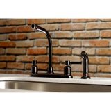 Concord FB755DLSP Two-Handle 4-Hole Deck Mount 8" Centerset Kitchen Faucet with Side Sprayer, Oil Rubbed Bronze