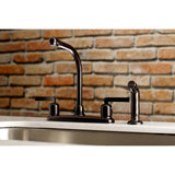 Centurion FB755EFLSP Two-Handle 4-Hole Deck Mount 8" Centerset Kitchen Faucet with Side Sprayer, Oil Rubbed Bronze