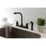 Serena FB755SVLSP Two-Handle 4-Hole Deck Mount 8" Centerset Kitchen Faucet with Side Sprayer, Oil Rubbed Bronze