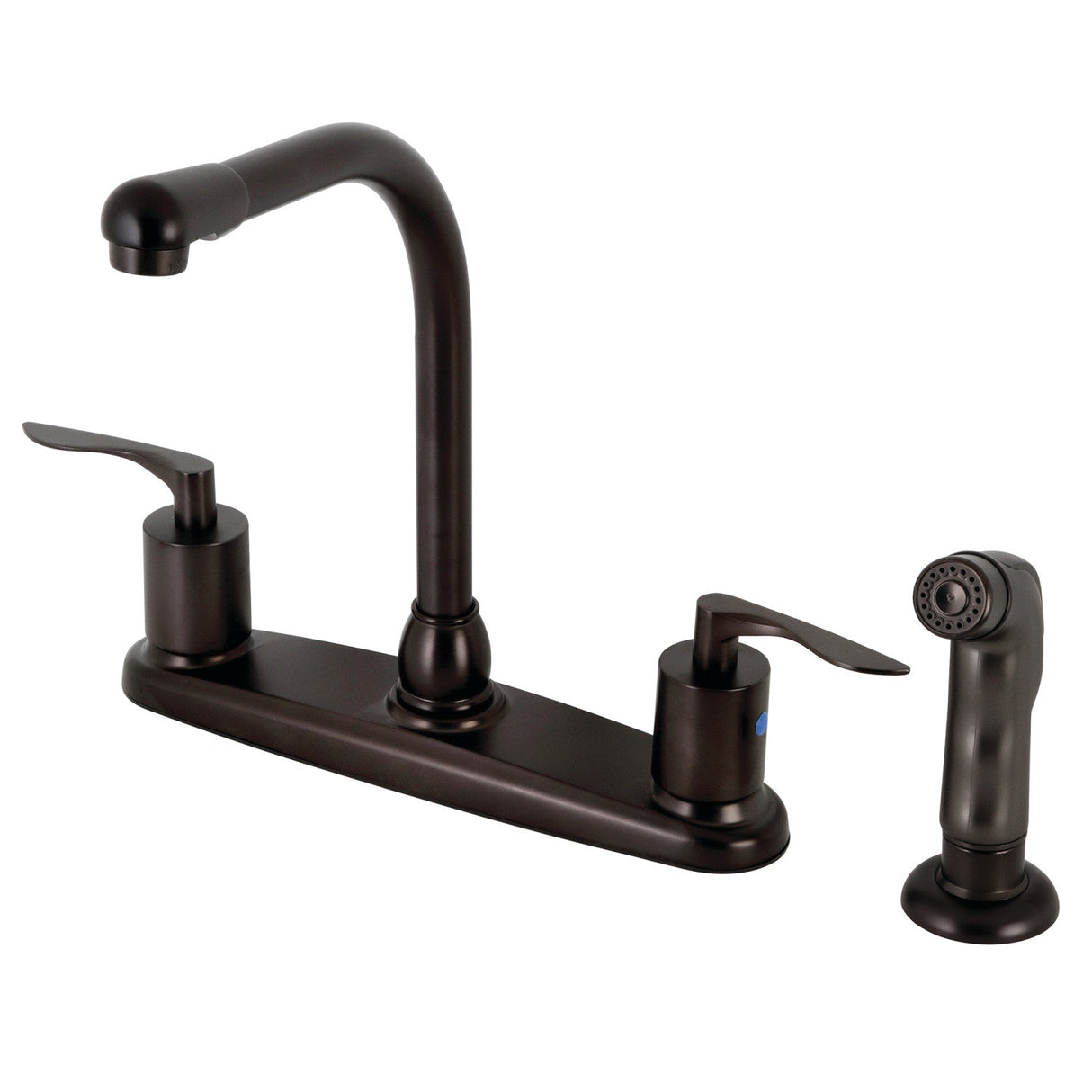 Serena FB755SVLSP Two-Handle 4-Hole Deck Mount 8" Centerset Kitchen Faucet with Side Sprayer, Oil Rubbed Bronze