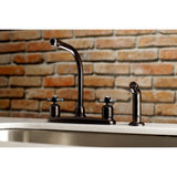 Millennium FB755ZXSP Two-Handle 4-Hole Deck Mount 8" Centerset Kitchen Faucet with Side Sprayer, Oil Rubbed Bronze
