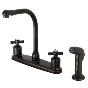 Millennium FB755ZXSP Two-Handle 4-Hole Deck Mount 8" Centerset Kitchen Faucet with Side Sprayer, Oil Rubbed Bronze