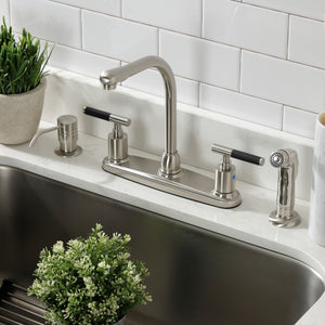 Kaiser FB758CKLSP Two-Handle 4-Hole Deck Mount 8" Centerset Kitchen Faucet with Side Sprayer, Brushed Nickel