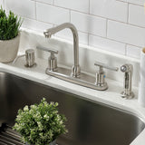 Kaiser FB758CKLSP Two-Handle 4-Hole Deck Mount 8" Centerset Kitchen Faucet with Side Sprayer, Brushed Nickel