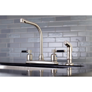 Kaiser FB758DKLSP Two-Handle 4-Hole Deck Mount 8" Centerset Kitchen Faucet with Side Sprayer, Brushed Nickel