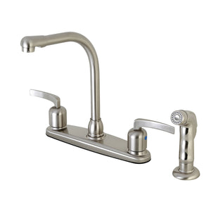 Centurion FB758EFLSP Two-Handle 4-Hole Deck Mount 8" Centerset Kitchen Faucet with Side Sprayer, Brushed Nickel
