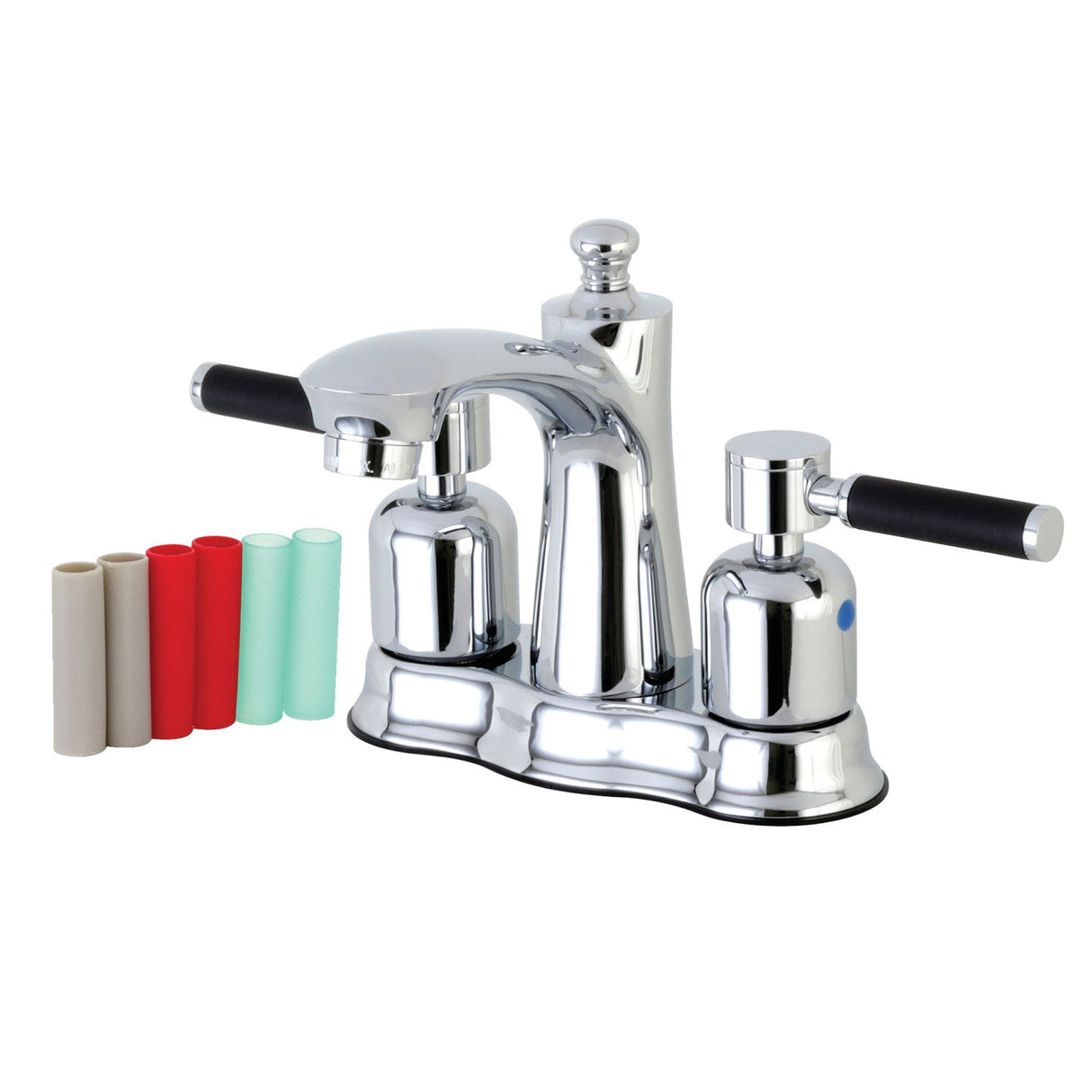 Kaiser FB7611DKL Two-Handle 3-Hole Deck Mount 4" Centerset Bathroom Faucet with Plastic Pop-Up, Polished Chrome