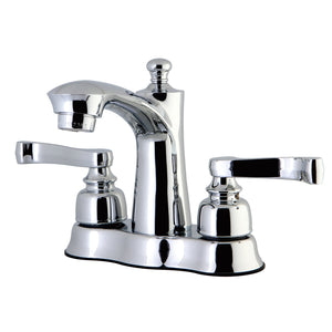 Royale FB7611FL Two-Handle 3-Hole Deck Mount 4" Centerset Bathroom Faucet with Plastic Pop-Up, Polished Chrome
