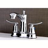 Jamestown FB7611JL Two-Handle 3-Hole Deck Mount 4" Centerset Bathroom Faucet with Plastic Pop-Up, Polished Chrome