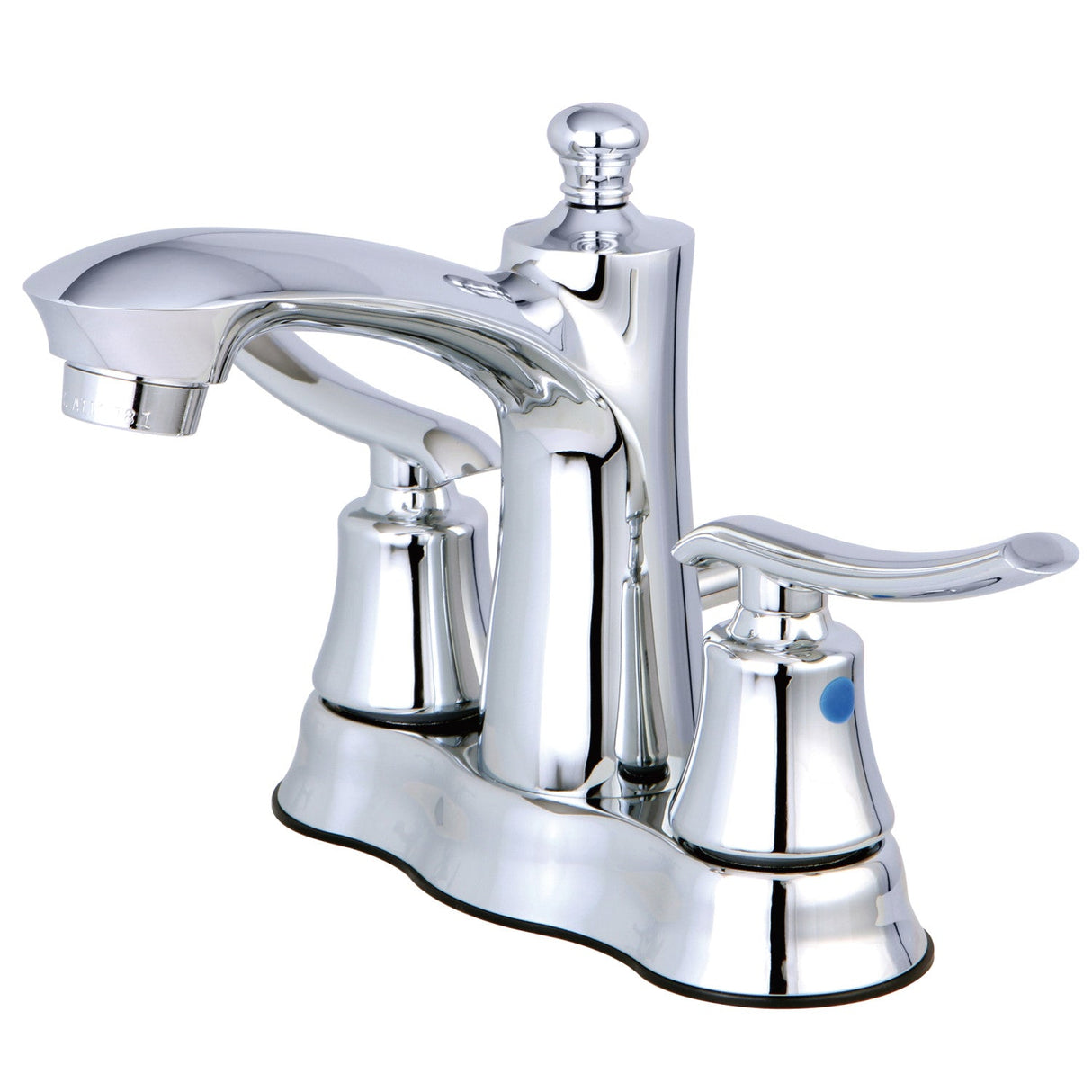 Jamestown FB7611JL Two-Handle 3-Hole Deck Mount 4" Centerset Bathroom Faucet with Plastic Pop-Up, Polished Chrome