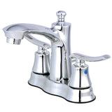 Jamestown FB7611JL Two-Handle 3-Hole Deck Mount 4" Centerset Bathroom Faucet with Plastic Pop-Up, Polished Chrome