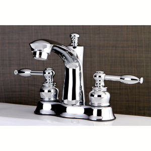 Knight FB7611KL Two-Handle 3-Hole Deck Mount 4" Centerset Bathroom Faucet with Plastic Pop-Up, Polished Chrome