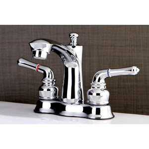 Naples FB7611NML Two-Handle 3-Hole Deck Mount 4" Centerset Bathroom Faucet with Plastic Pop-Up, Polished Chrome