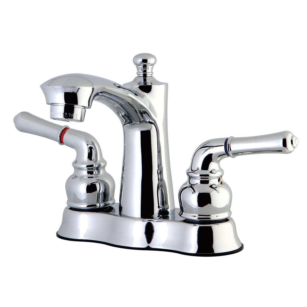 Naples FB7611NML Two-Handle 3-Hole Deck Mount 4" Centerset Bathroom Faucet with Plastic Pop-Up, Polished Chrome