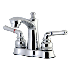 Naples FB7611NML Two-Handle 3-Hole Deck Mount 4" Centerset Bathroom Faucet with Plastic Pop-Up, Polished Chrome