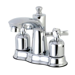 Millennium FB7611ZX Two-Handle 3-Hole Deck Mount 4" Centerset Bathroom Faucet with Plastic Pop-Up, Polished Chrome