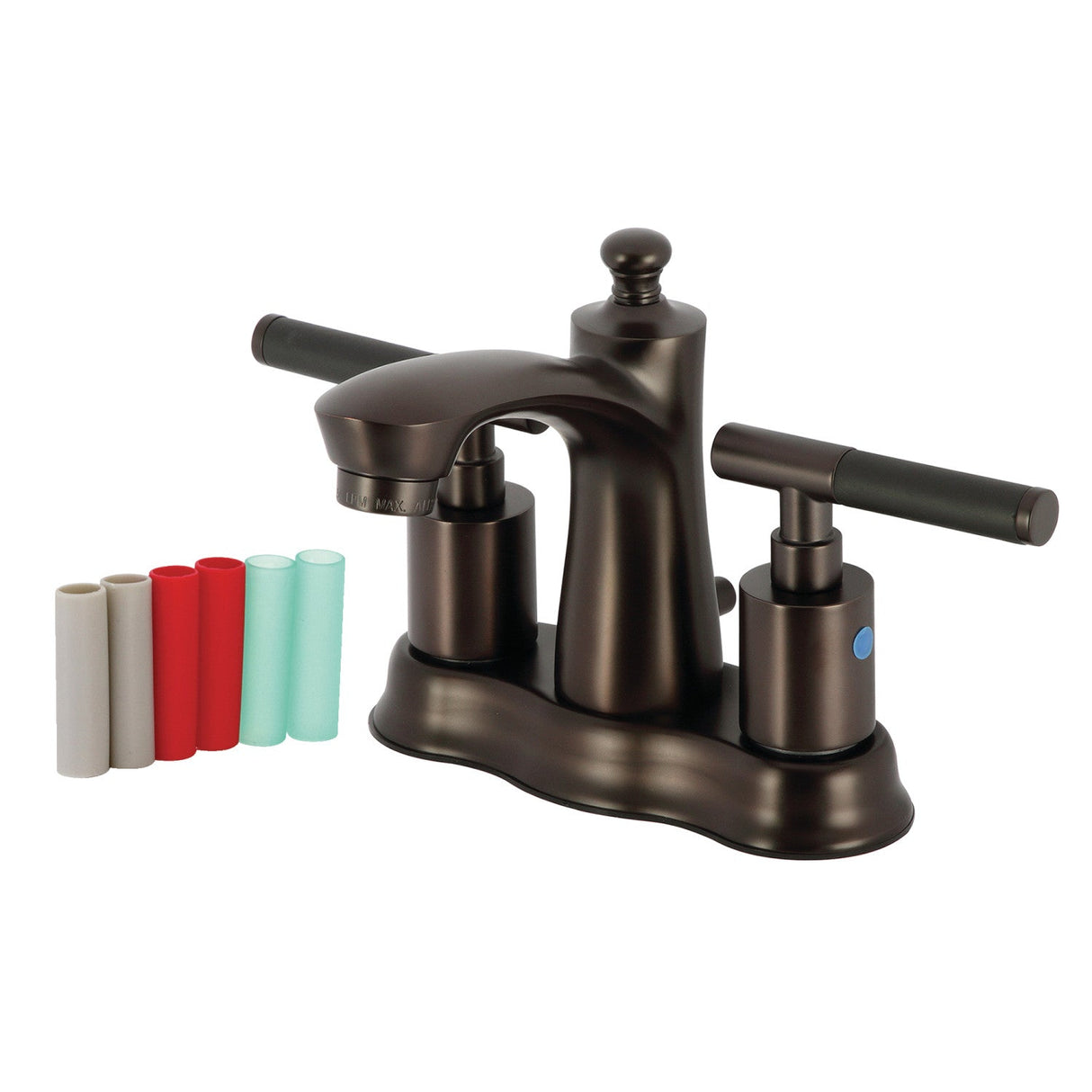Kaiser FB7615CKL Two-Handle 3-Hole Deck Mount 4" Centerset Bathroom Faucet with Plastic Pop-Up, Oil Rubbed Bronze