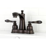 NuWave French FB7615NFL Two-Handle 3-Hole Deck Mount 4" Centerset Bathroom Faucet with Plastic Pop-Up, Oil Rubbed Bronze