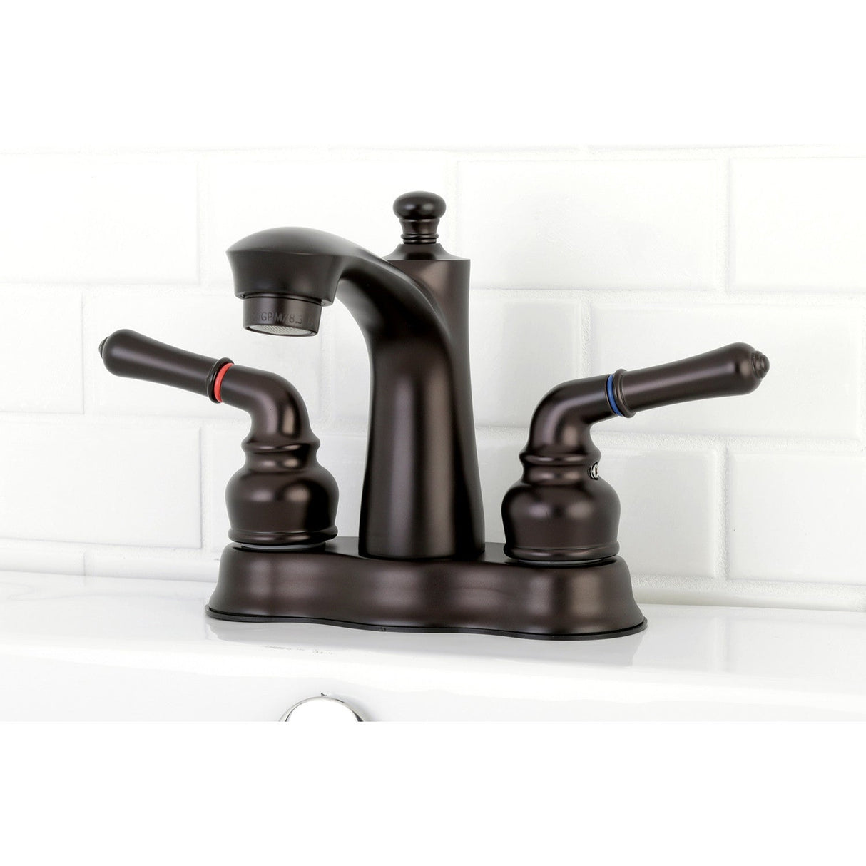 Naples FB7615NML Two-Handle 3-Hole Deck Mount 4" Centerset Bathroom Faucet with Plastic Pop-Up, Oil Rubbed Bronze