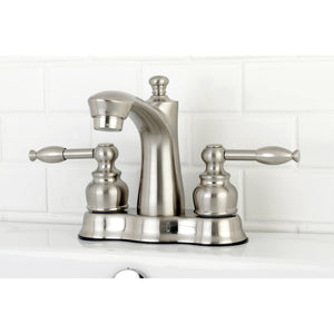 Knight FB7618KL Two-Handle 3-Hole Deck Mount 4" Centerset Bathroom Faucet with Plastic Pop-Up, Brushed Nickel