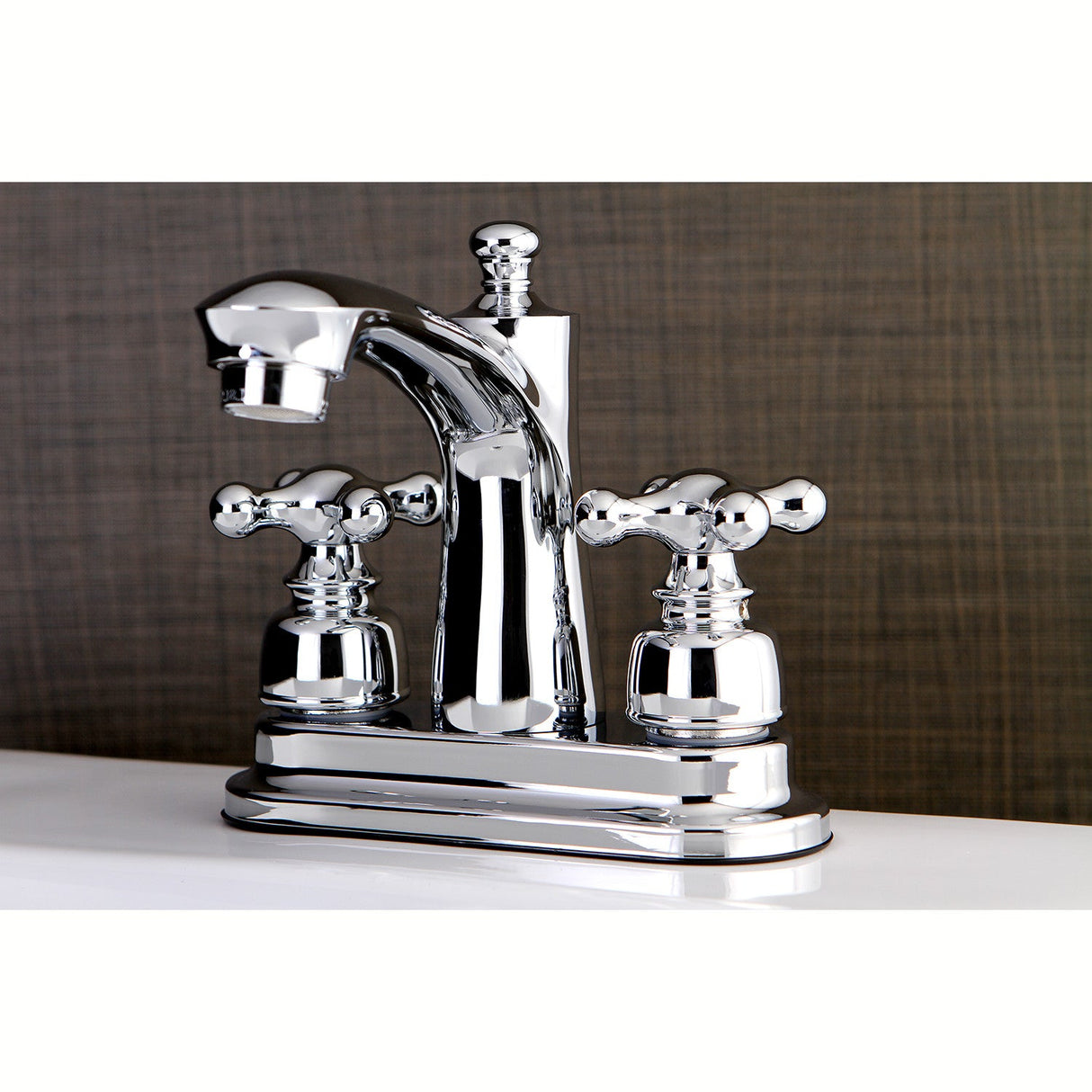 Victorian FB7621AX Two-Handle 3-Hole Deck Mount 4" Centerset Bathroom Faucet with Plastic Pop-Up, Polished Chrome