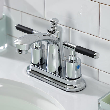 Kaiser FB7621CKL Two-Handle 3-Hole Deck Mount 4" Centerset Bathroom Faucet with Plastic Pop-Up, Polished Chrome