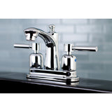 Concord FB7621DL Two-Handle 3-Hole Deck Mount 4" Centerset Bathroom Faucet with Plastic Pop-Up, Polished Chrome