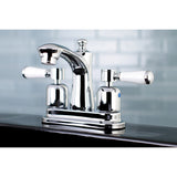 Paris FB7621DPL Two-Handle 3-Hole Deck Mount 4" Centerset Bathroom Faucet with Plastic Pop-Up, Polished Chrome