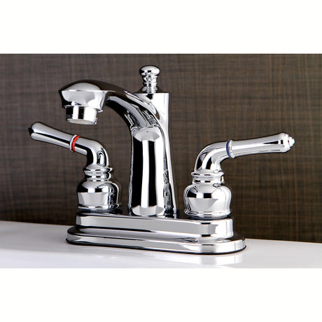 Naples FB7621NML Two-Handle 3-Hole Deck Mount 4" Centerset Bathroom Faucet with Plastic Pop-Up, Polished Chrome
