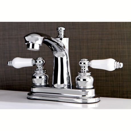Victorian FB7621PL Two-Handle 3-Hole Deck Mount 4" Centerset Bathroom Faucet with Plastic Pop-Up, Polished Chrome