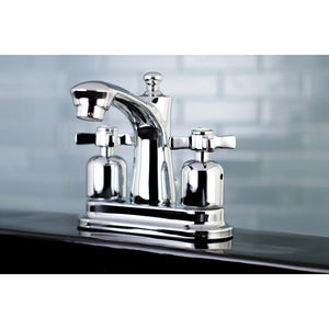 Millennium FB7621ZX Two-Handle 3-Hole Deck Mount 4" Centerset Bathroom Faucet with Plastic Pop-Up, Polished Chrome