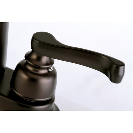 Royale FB7625FL Two-Handle 3-Hole Deck Mount 4" Centerset Bathroom Faucet with Plastic Pop-Up, Oil Rubbed Bronze