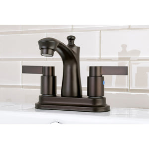 NuvoFusion FB7625NDL Two-Handle 3-Hole Deck Mount 4" Centerset Bathroom Faucet with Plastic Pop-Up, Oil Rubbed Bronze