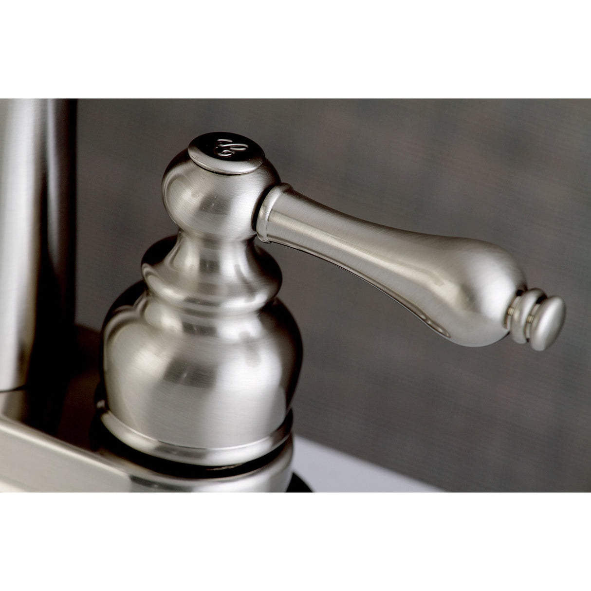 Victorian FB7628AL Two-Handle 3-Hole Deck Mount 4" Centerset Bathroom Faucet with Plastic Pop-Up, Brushed Nickel