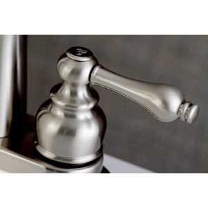 Victorian FB7628AL Two-Handle 3-Hole Deck Mount 4" Centerset Bathroom Faucet with Plastic Pop-Up, Brushed Nickel