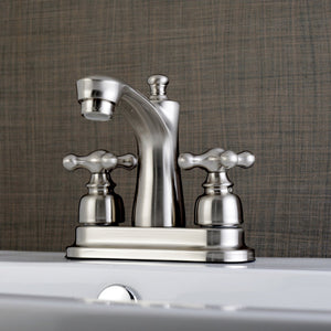 Victorian FB7628AX Two-Handle 3-Hole Deck Mount 4" Centerset Bathroom Faucet with Plastic Pop-Up, Brushed Nickel