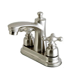 Victorian FB7628AX Two-Handle 3-Hole Deck Mount 4" Centerset Bathroom Faucet with Plastic Pop-Up, Brushed Nickel