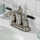 Kaiser FB7628CKL Two-Handle 3-Hole Deck Mount 4" Centerset Bathroom Faucet with Plastic Pop-Up, Brushed Nickel