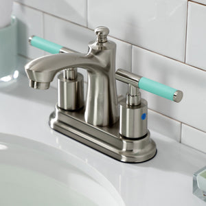 Kaiser FB7628CKL Two-Handle 3-Hole Deck Mount 4" Centerset Bathroom Faucet with Plastic Pop-Up, Brushed Nickel