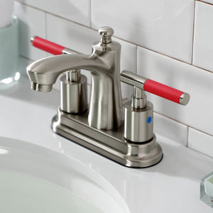 Kaiser FB7628CKL Two-Handle 3-Hole Deck Mount 4" Centerset Bathroom Faucet with Plastic Pop-Up, Brushed Nickel