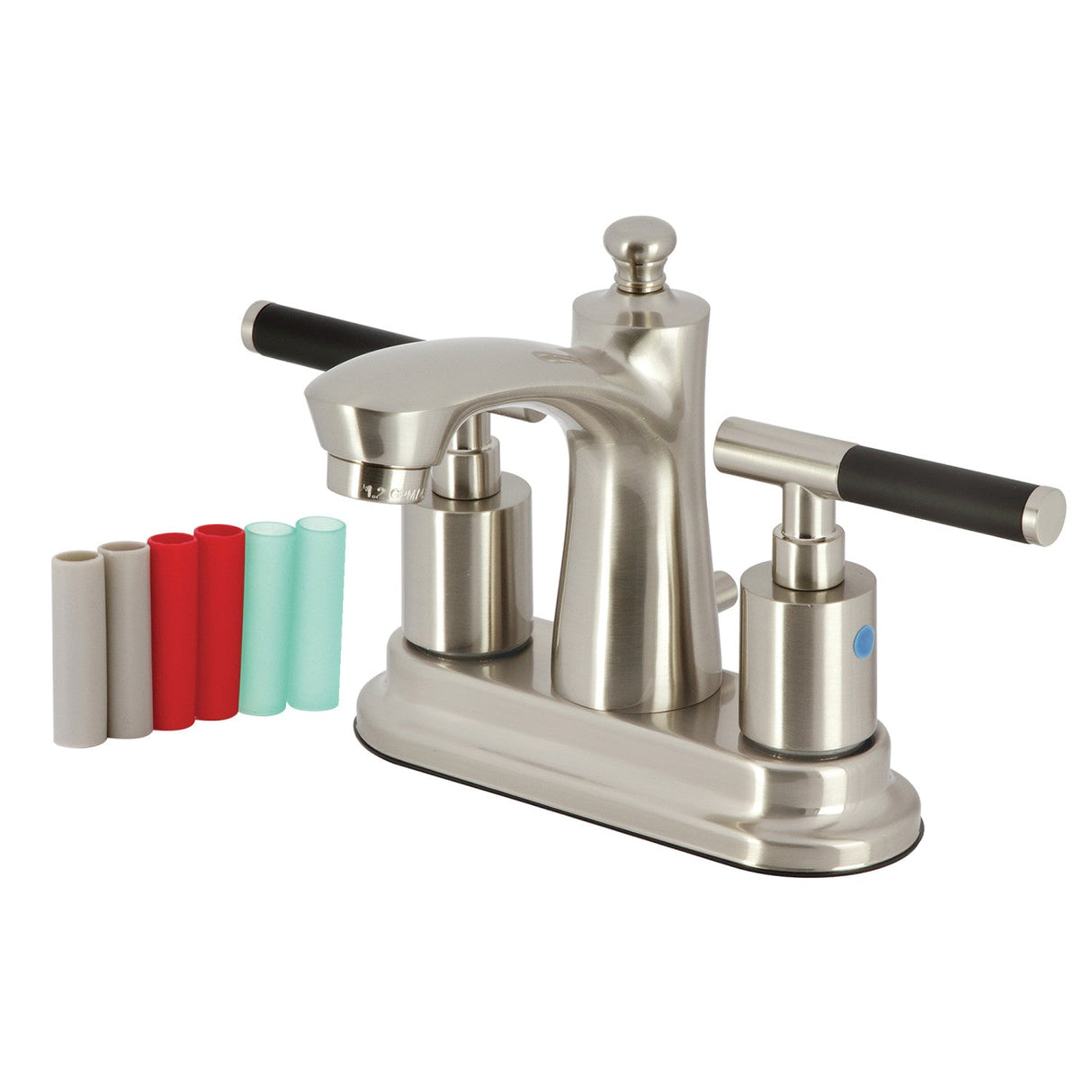 Kaiser FB7628CKL Two-Handle 3-Hole Deck Mount 4" Centerset Bathroom Faucet with Plastic Pop-Up, Brushed Nickel