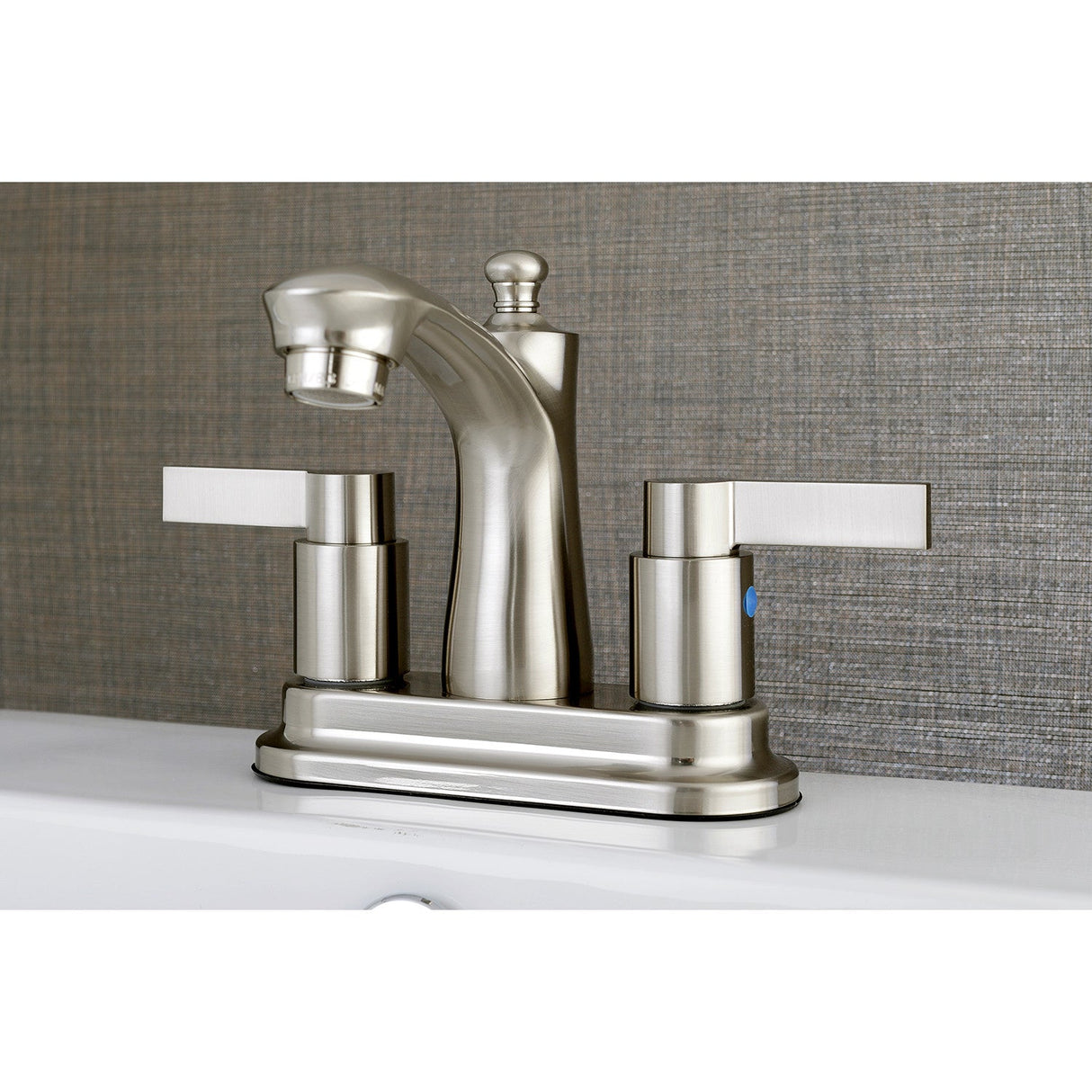 Concord FB7628DL Two-Handle 3-Hole Deck Mount 4" Centerset Bathroom Faucet with Plastic Pop-Up, Brushed Nickel